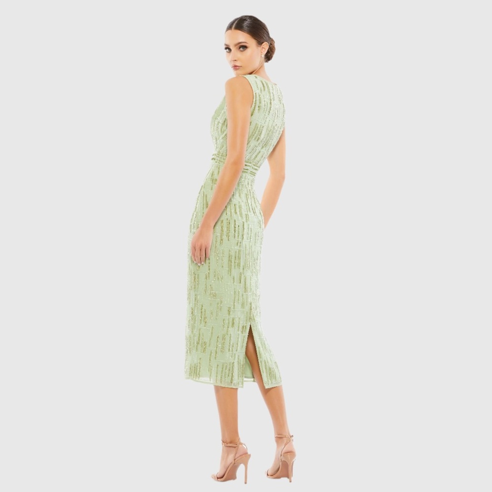 Mac Duggal Green Midi Dress BNWT size 16 - Picture 3 of 4